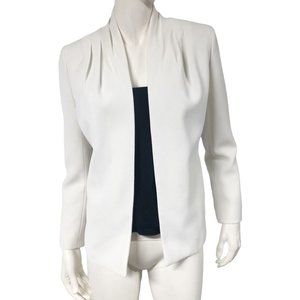 Reiss Soft White Pique Open Front Blazer Jacket Pleated Neckline Size US 6